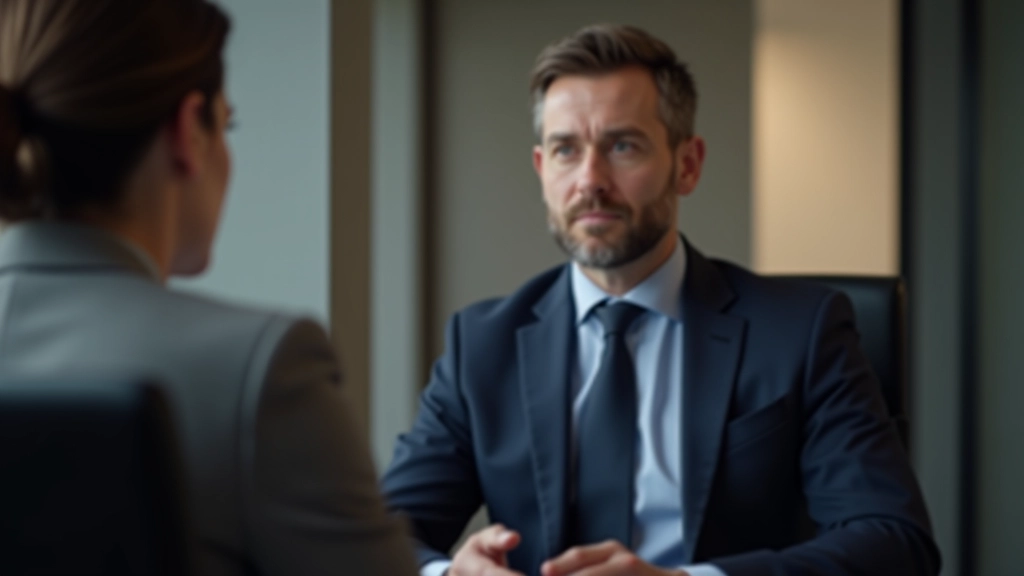 Twee mensen zitten in een rustig kantoor voor een ernstig gesprek